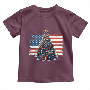 Patriotic American Flag Christmas Toddler T Shirt TS14 Maroon Print Your Wear