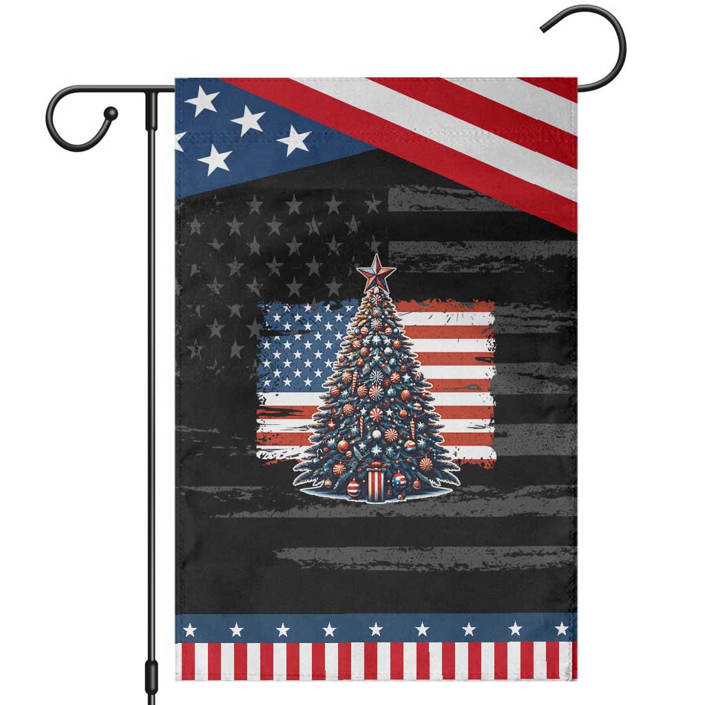 Patriotic American Flag Christmas Garden Flag TS14 Distressed Black Blue Print Your Wear