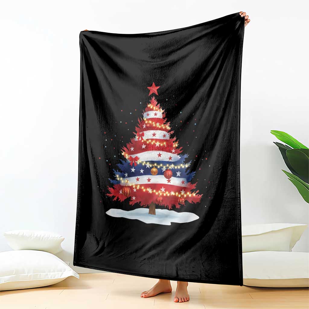 Christmas Tree American Flag Patriotic Throw Blanket TS14 Print Your Wear