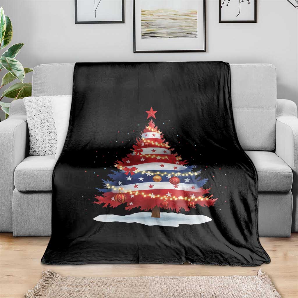 Christmas Tree American Flag Patriotic Throw Blanket TS14 Print Your Wear