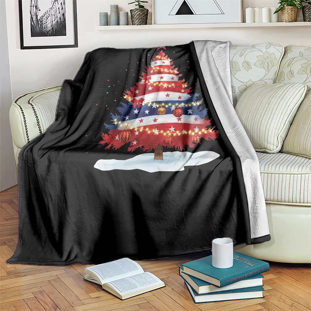 Christmas Tree American Flag Patriotic Throw Blanket TS14 Print Your Wear