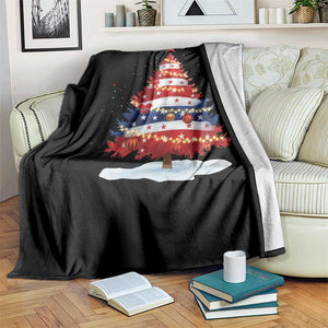 Christmas Tree American Flag Patriotic Throw Blanket TS14 Print Your Wear