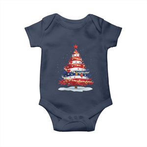 Christmas Tree American Flag Patriotic Baby Onesie TS14 Navy Print Your Wear