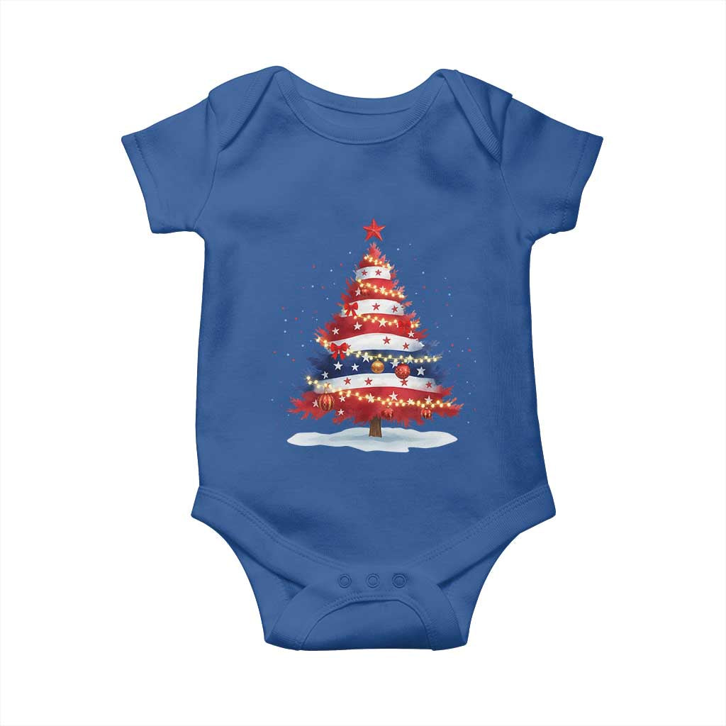 Christmas Tree American Flag Patriotic Baby Onesie TS14 Royal Blue Print Your Wear