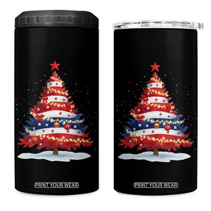 Christmas Tree American Flag Patriotic 4 in 1 Can Cooler Tumbler TS14 One Size: 16 oz Black Print Your Wear