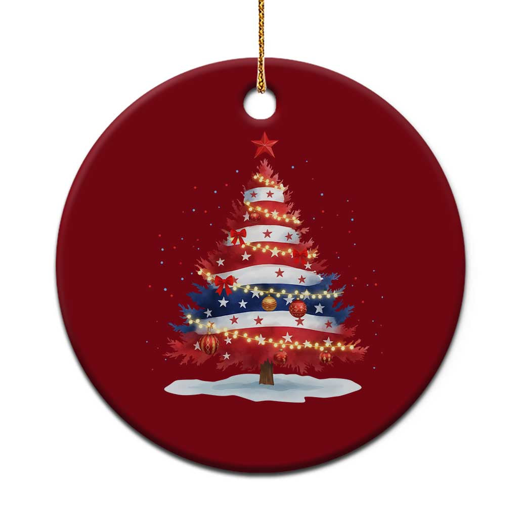 Xmas Tree American Flag Patriotic Ceramic Ornament TS14 1pc Red Print Your Wear