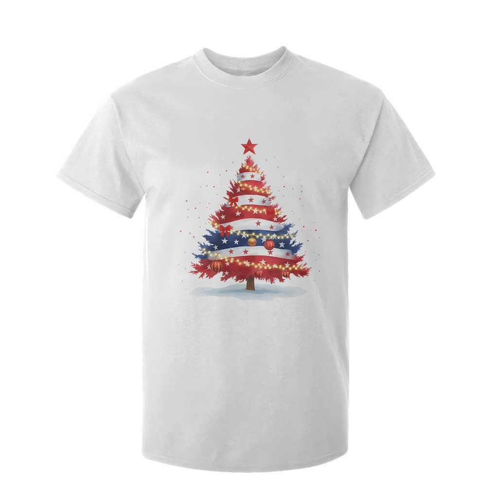 Christmas Tree American Flag Patriotic T Shirt For Kid TS14 White Print Your Wear