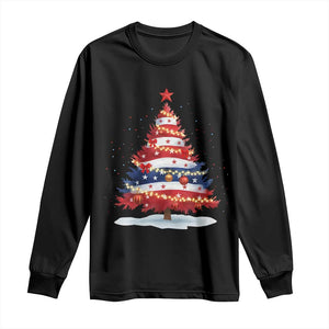 Christmas Tree American Flag Patriotic Long Sleeve Shirt TS14 Black Print Your Wear
