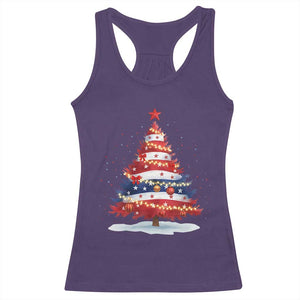 Christmas Tree American Flag Patriotic Racerback Tank Top TS14 Purple Print Your Wear