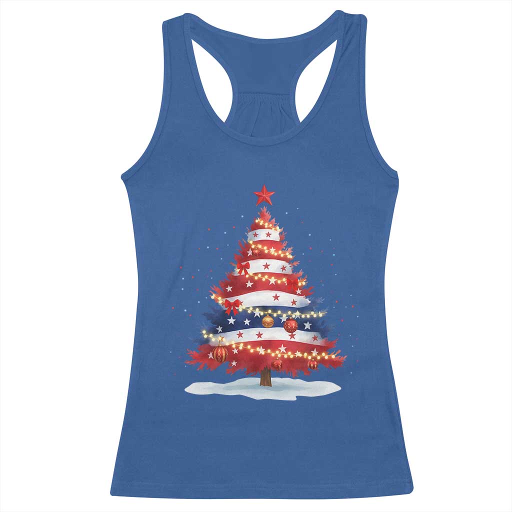 Christmas Tree American Flag Patriotic Racerback Tank Top TS14 Royal Blue Print Your Wear