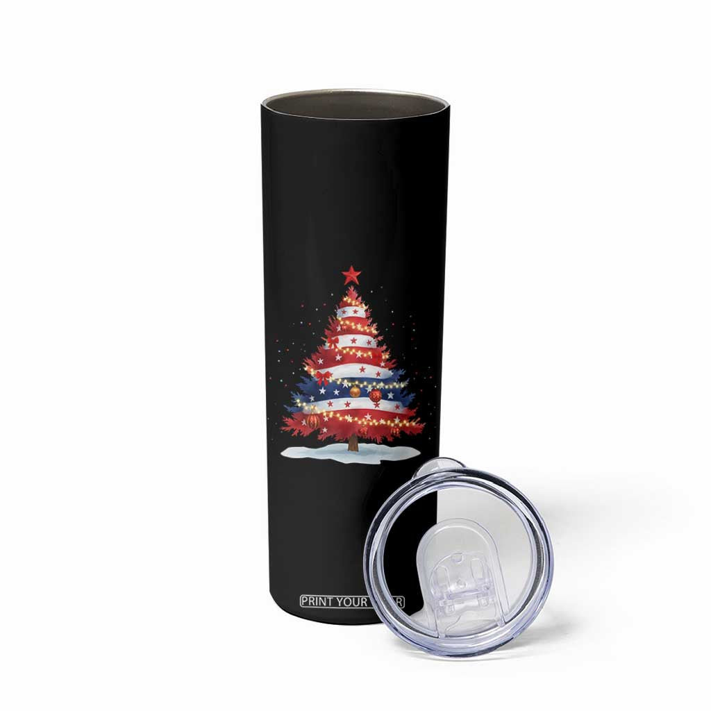 Christmas Tree American Flag Patriotic Skinny Tumbler TS14 Print Your Wear