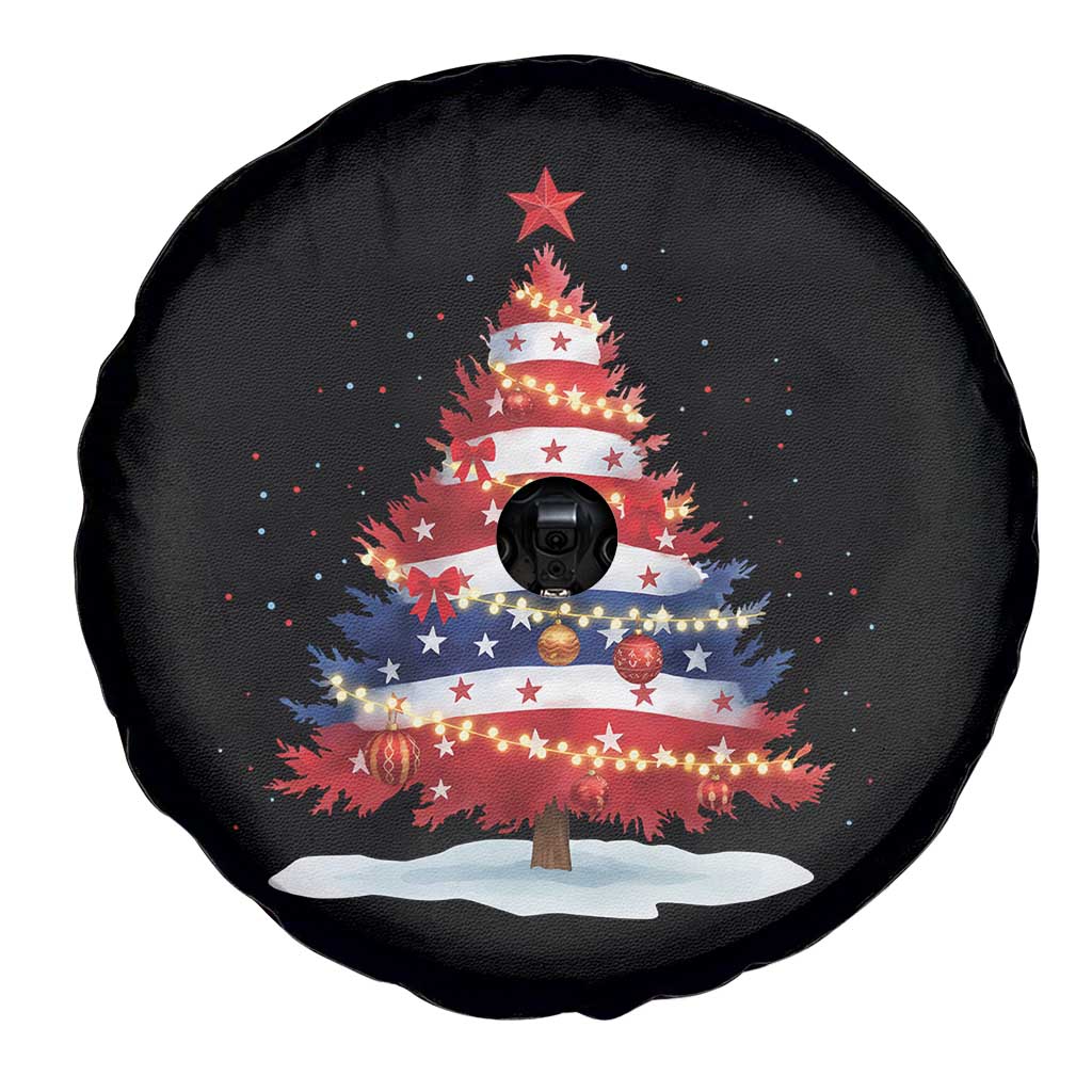 Christmas Tree American Flag Patriotic Spare Tire Cover TS14 Print Your Wear