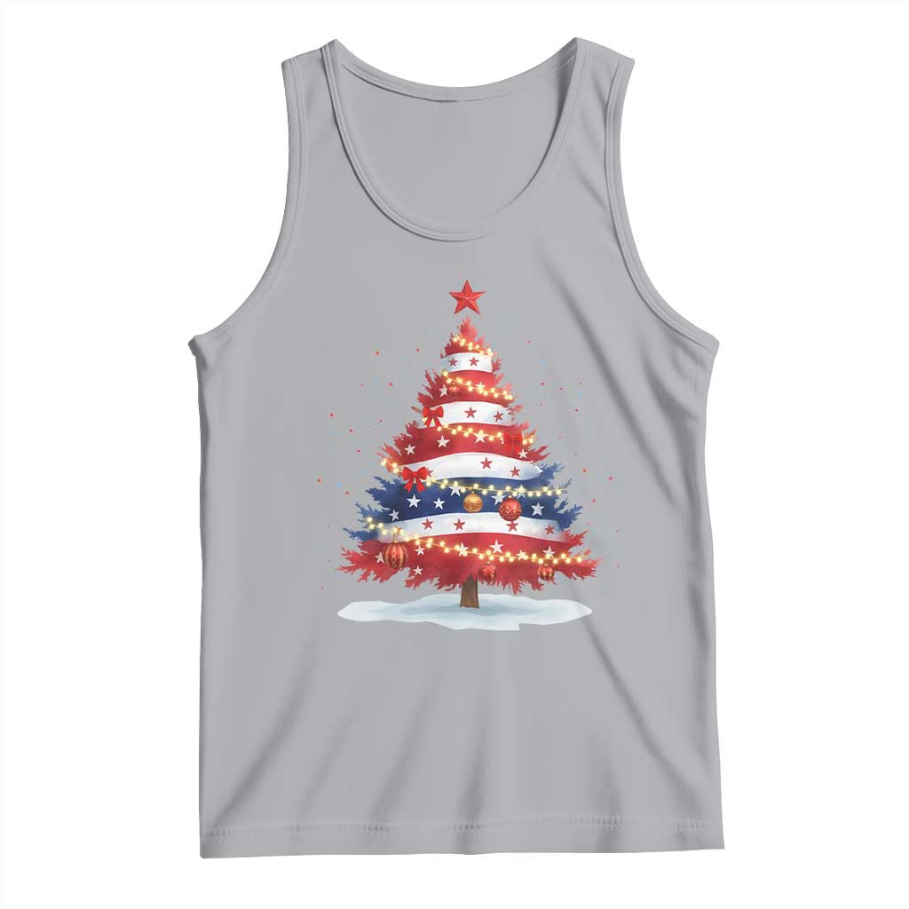 Christmas Tree American Flag Patriotic Tank Top TS14 Athletic Heather Print Your Wear