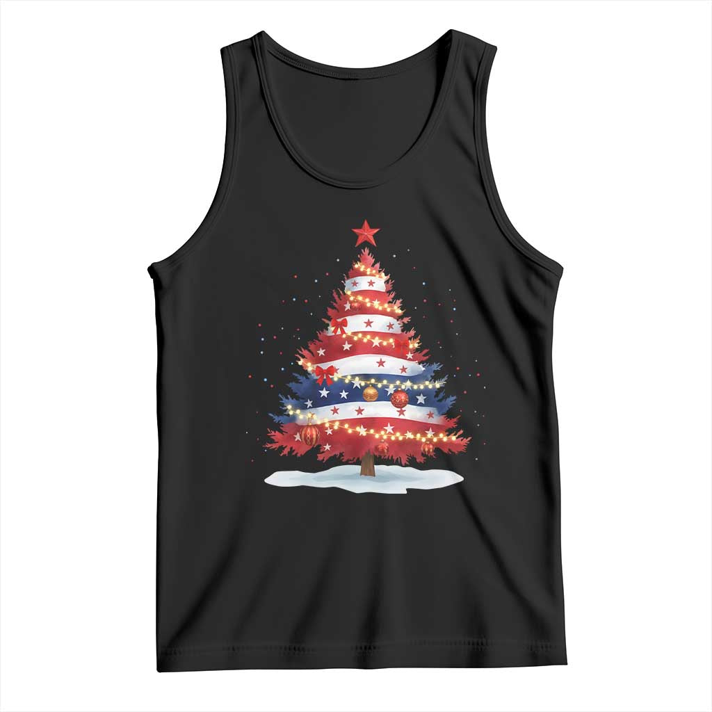 Christmas Tree American Flag Patriotic Tank Top TS14 Black Print Your Wear