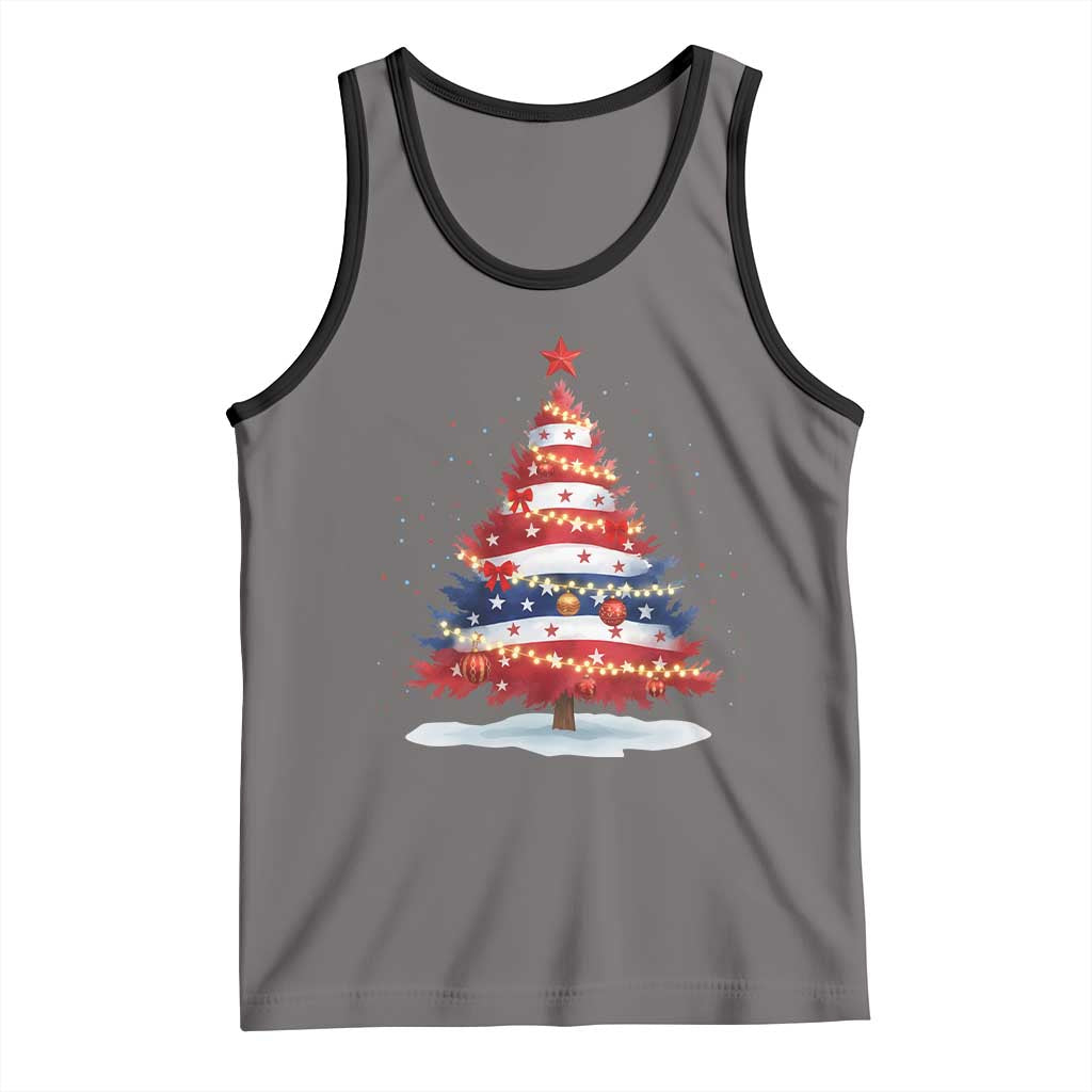 Christmas Tree American Flag Patriotic Tank Top TS14 Deep Heather Black Print Your Wear