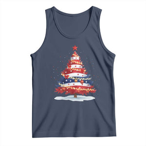 Christmas Tree American Flag Patriotic Tank Top TS14 Navy Print Your Wear