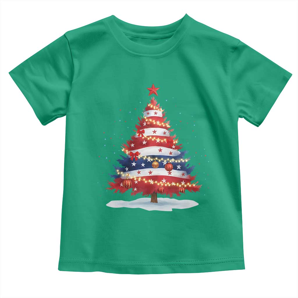 Christmas Tree American Flag Patriotic Toddler T Shirt TS14 Irish Green Print Your Wear