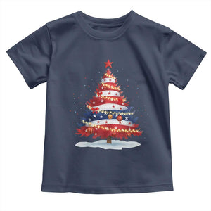 Christmas Tree American Flag Patriotic Toddler T Shirt TS14 Navy Print Your Wear