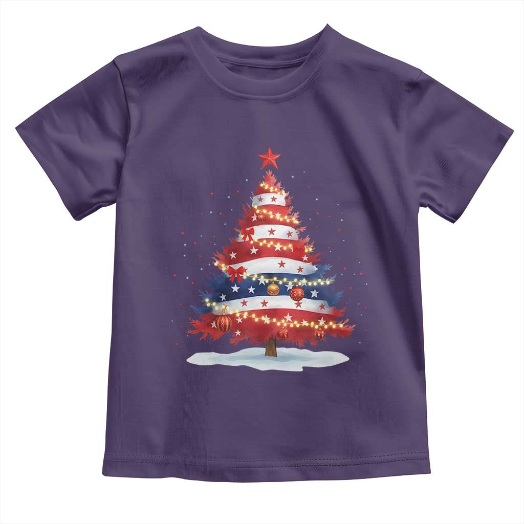 Christmas Tree American Flag Patriotic Toddler T Shirt TS14 Purple Print Your Wear