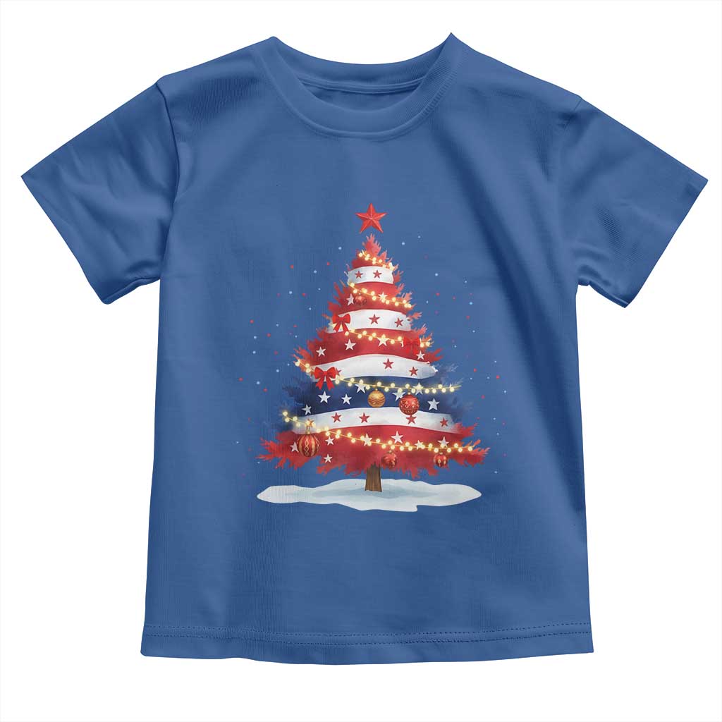 Christmas Tree American Flag Patriotic Toddler T Shirt TS14 Royal Blue Print Your Wear