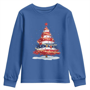 Christmas Tree American Flag Patriotic Youth Sweatshirt TS14 Royal Blue Print Your Wear