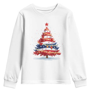 Christmas Tree American Flag Patriotic Youth Sweatshirt TS14 White Print Your Wear