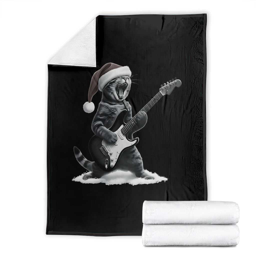 Funny Cat Guitar Throw Blanket Rock and Roll Christmas TS14 Black Print Your Wear