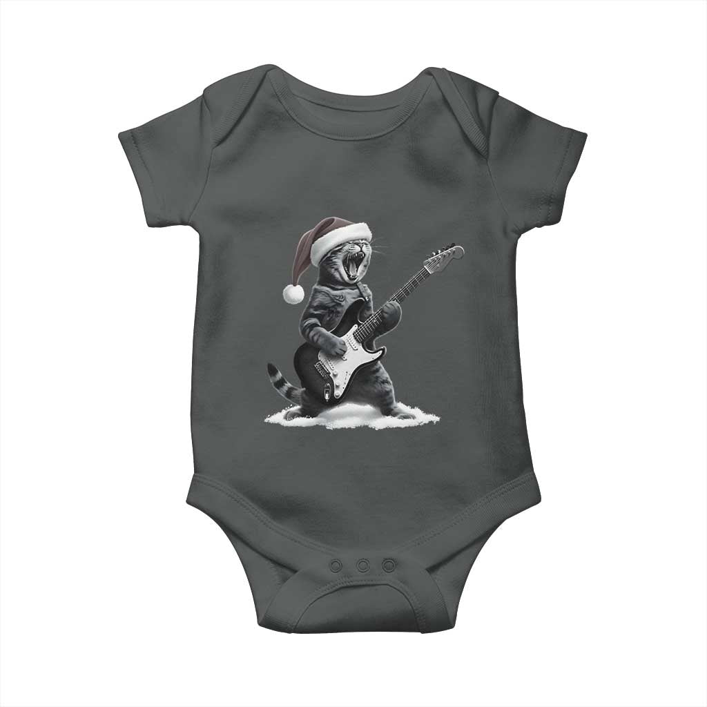 Funny Cat Guitar Baby Onesie Rock and Roll Christmas TS14 Dark Heather Print Your Wear