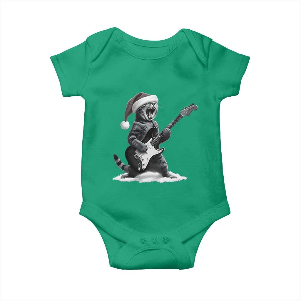 Funny Cat Guitar Baby Onesie Rock and Roll Christmas TS14 Irish Green Print Your Wear