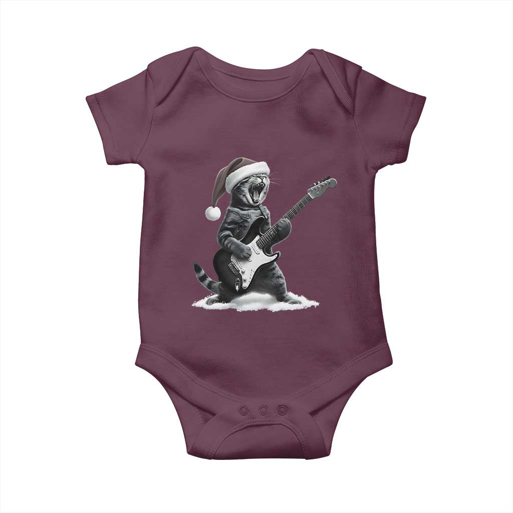 Funny Cat Guitar Baby Onesie Rock and Roll Christmas TS14 Maroon Print Your Wear