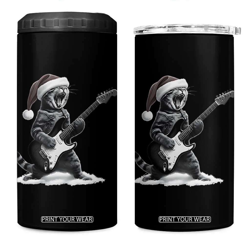 Funny Cat Guitar 4 in 1 Can Cooler Tumbler Rock and Roll Christmas TS14 One Size: 16 oz Black Print Your Wear