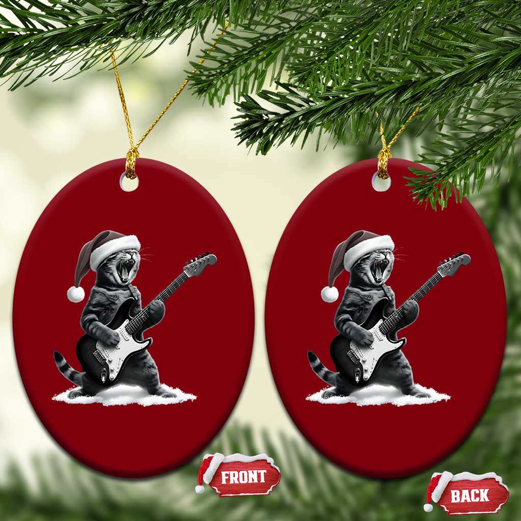 Funny Cat Guitar Ceramic Ornament Rock and Roll Xmas TS14 Print Your Wear