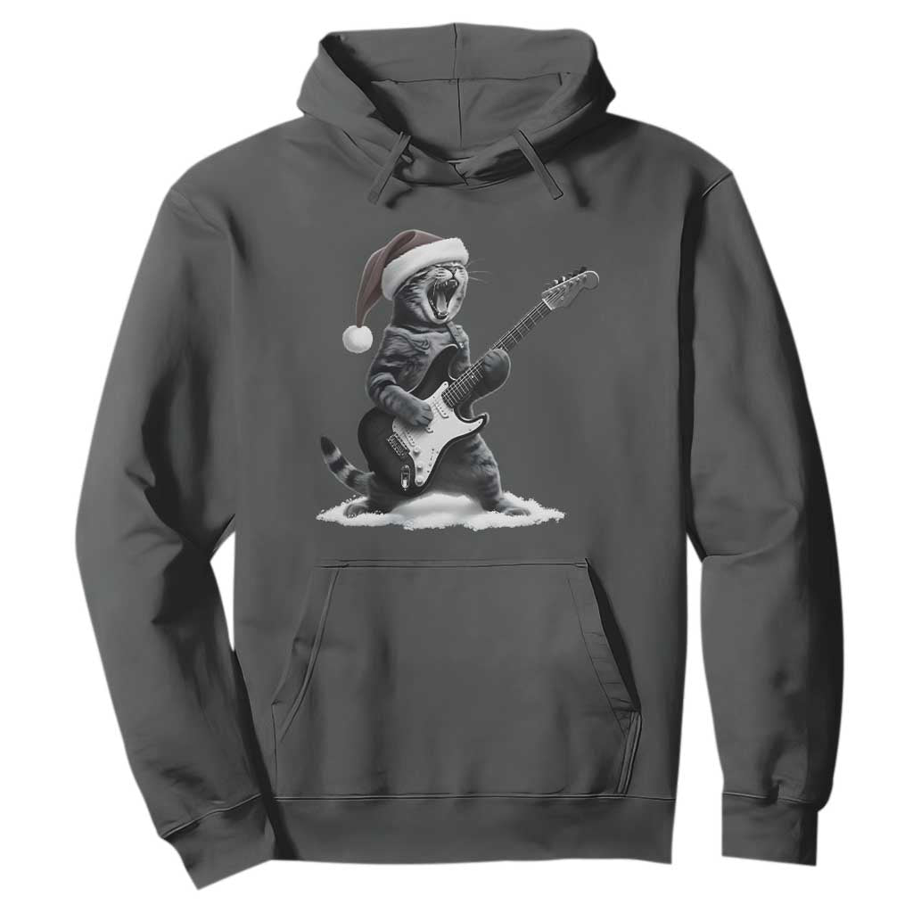 Funny Cat Guitar Hoodie Rock and Roll Christmas TS14 Dark Heather Print Your Wear