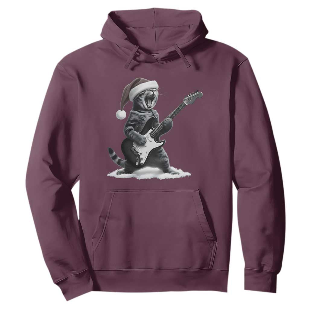 Funny Cat Guitar Hoodie Rock and Roll Christmas TS14 Maroon Print Your Wear