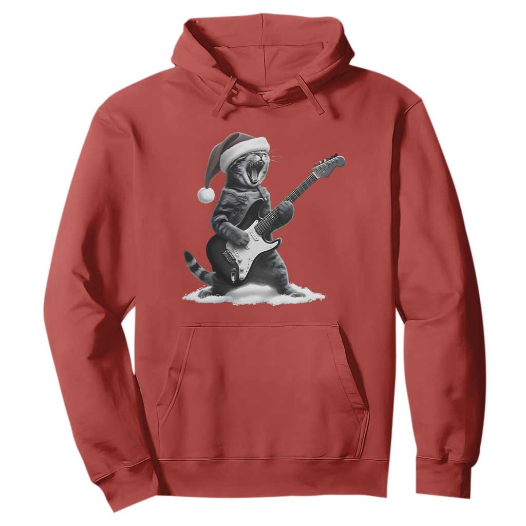 Funny Cat Guitar Hoodie Rock and Roll Christmas TS14 Red Print Your Wear