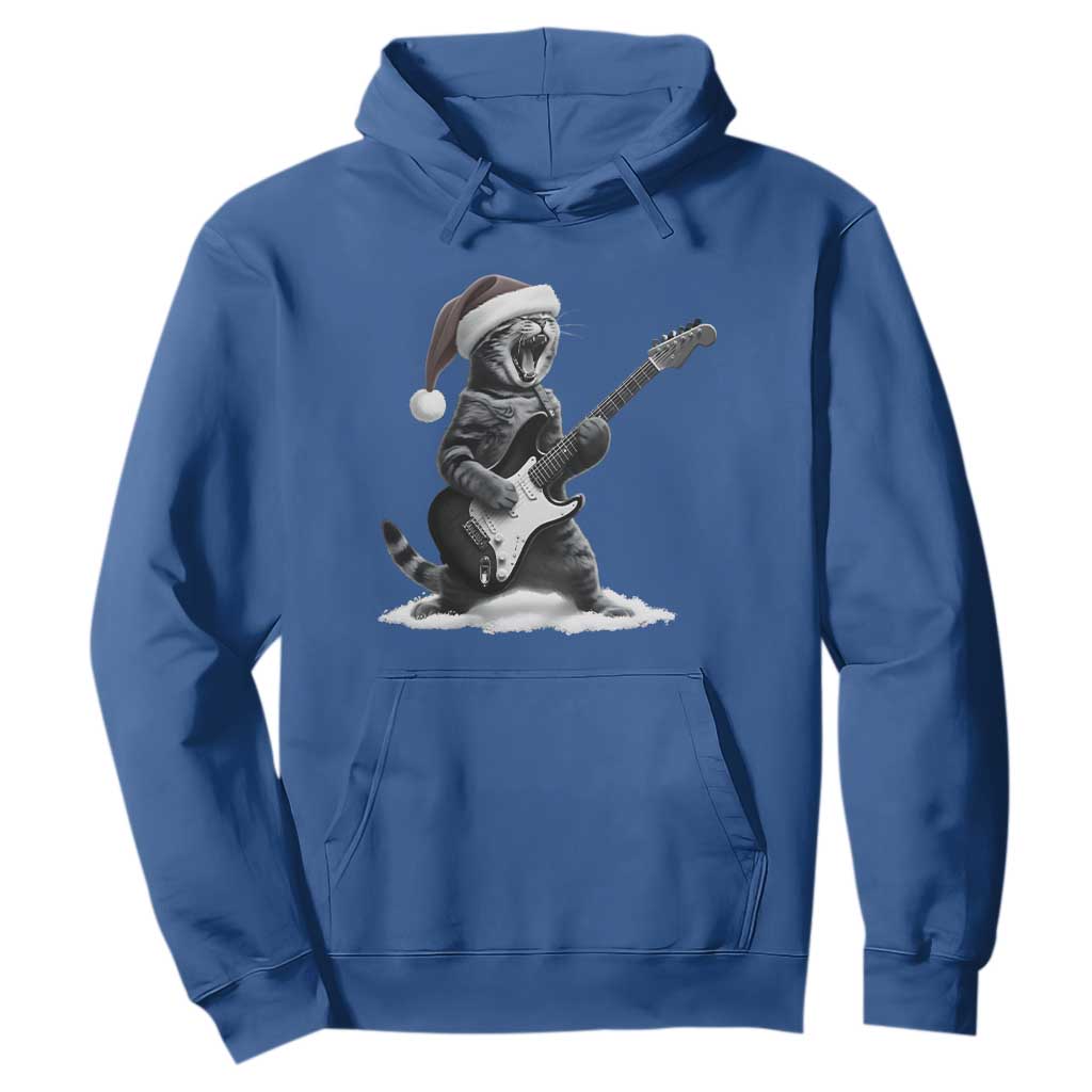 Funny Cat Guitar Hoodie Rock and Roll Christmas TS14 Royal Blue Print Your Wear
