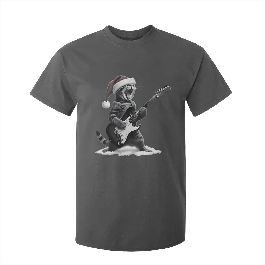 Funny Cat Guitar T Shirt For Kid Rock and Roll Christmas TS14 Dark Heather Print Your Wear