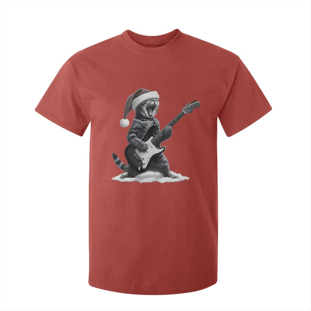 Funny Cat Guitar T Shirt For Kid Rock and Roll Christmas TS14 Red Print Your Wear