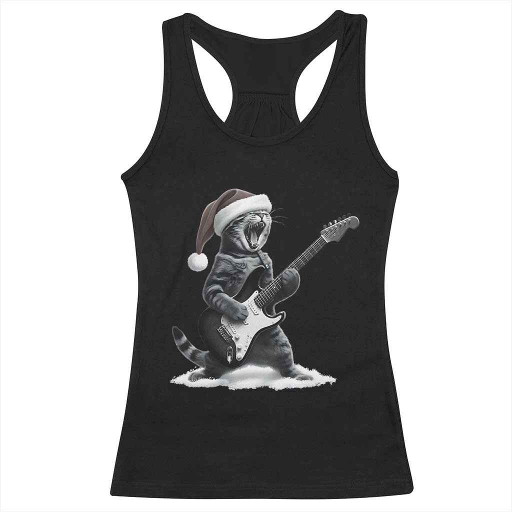 Funny Cat Guitar Racerback Tank Top Rock and Roll Christmas TS14 Black Print Your Wear