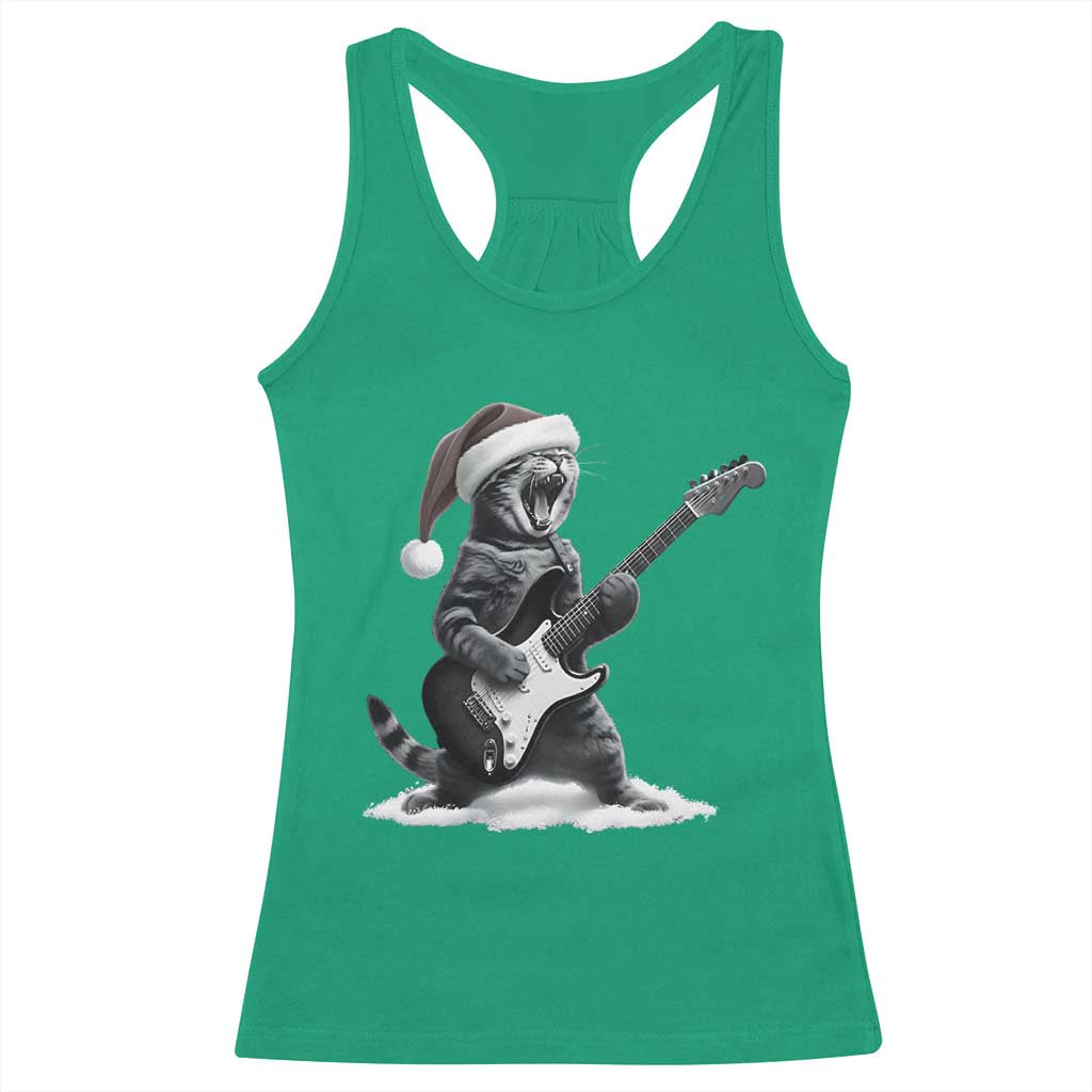 Funny Cat Guitar Racerback Tank Top Rock and Roll Christmas TS14 Irish Green Print Your Wear
