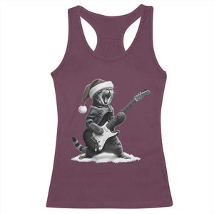 Funny Cat Guitar Racerback Tank Top Rock and Roll Christmas TS14 Maroon Print Your Wear