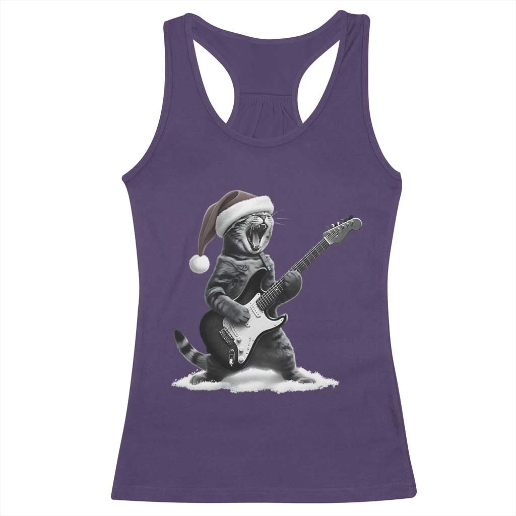 Funny Cat Guitar Racerback Tank Top Rock and Roll Christmas TS14 Purple Print Your Wear