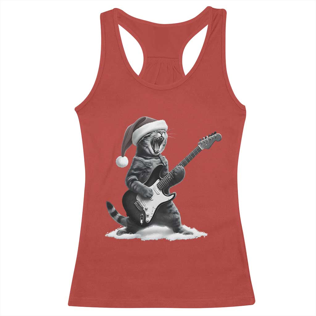 Funny Cat Guitar Racerback Tank Top Rock and Roll Christmas TS14 Red Print Your Wear