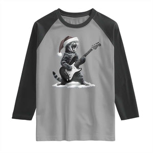 Funny Cat Guitar Raglan Shirt Rock and Roll Christmas TS14 Sport Gray Black Print Your Wear