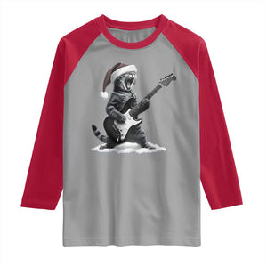 Funny Cat Guitar Raglan Shirt Rock and Roll Christmas TS14 Sport Gray Red Print Your Wear