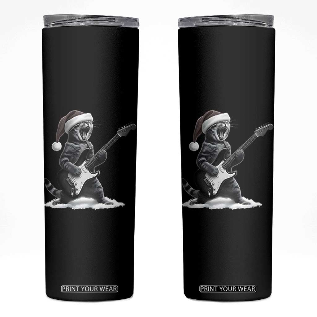Funny Cat Guitar Skinny Tumbler Rock and Roll Christmas TS14 Black Print Your Wear