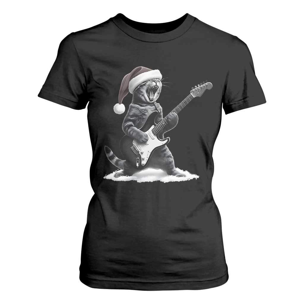 Funny Cat Guitar T Shirt For Women Rock and Roll Christmas TS14 Black Print Your Wear