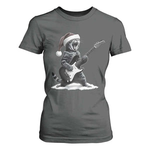 Funny Cat Guitar T Shirt For Women Rock and Roll Christmas TS14 Dark Heather Print Your Wear