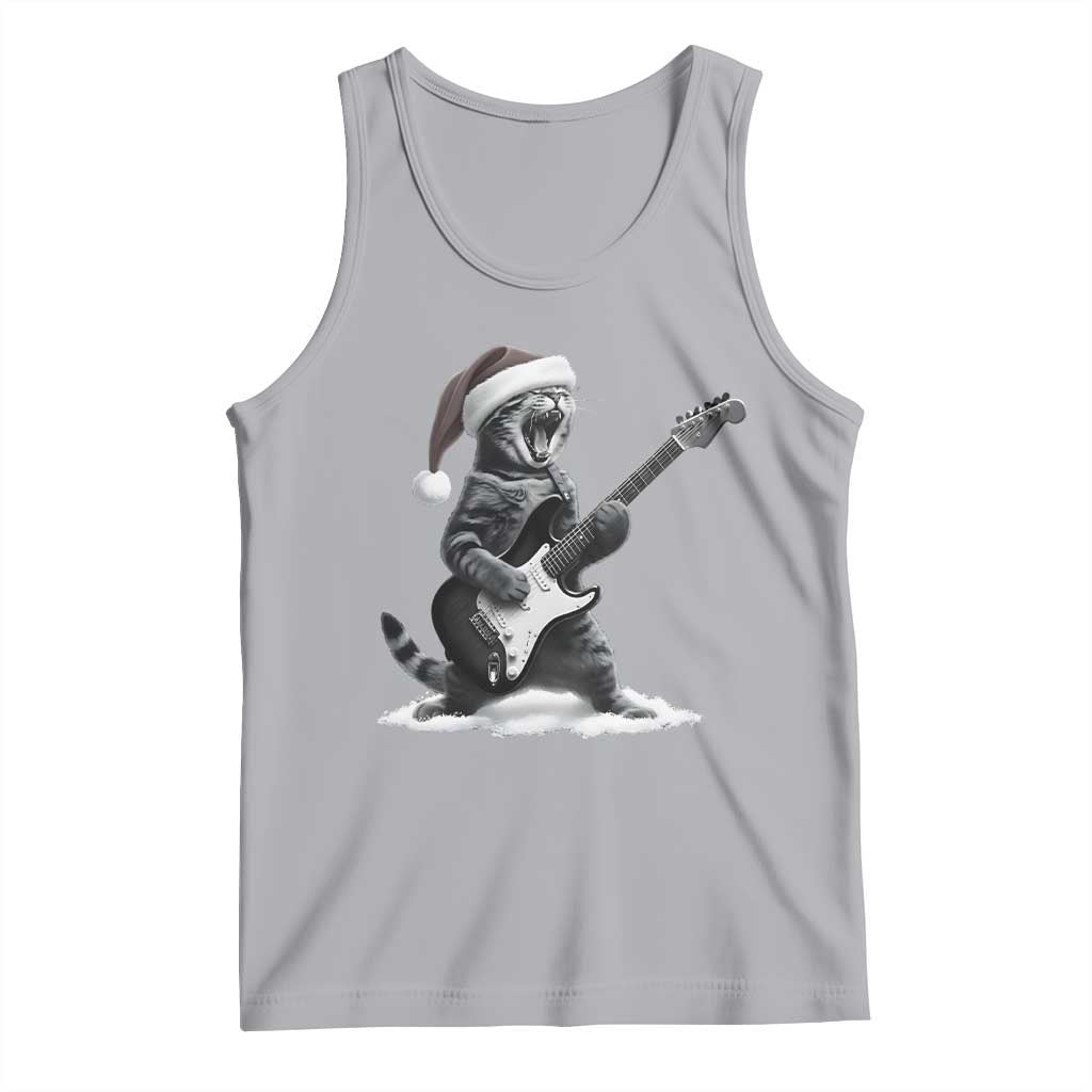 Funny Cat Guitar Tank Top Rock and Roll Christmas TS14 Athletic Heather Print Your Wear