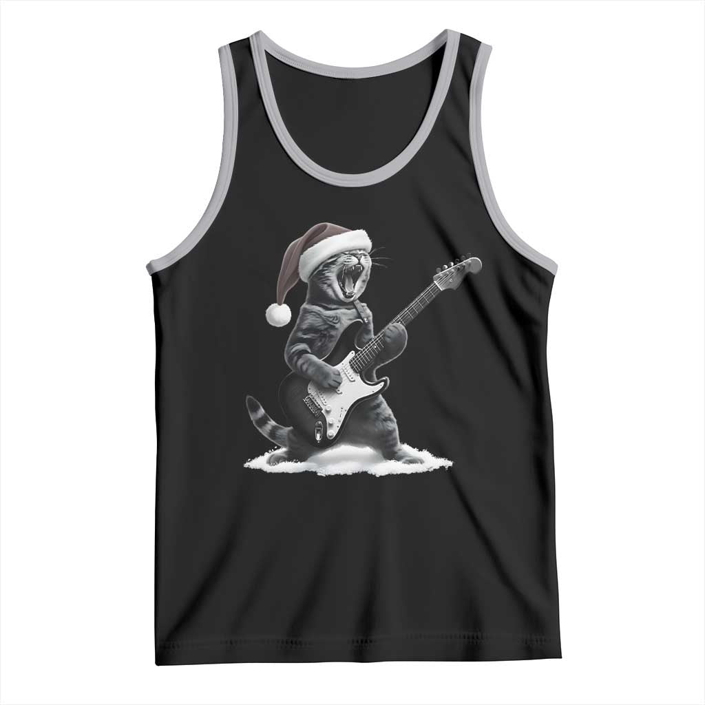 Funny Cat Guitar Tank Top Rock and Roll Christmas TS14 Black Athletic Heather Print Your Wear